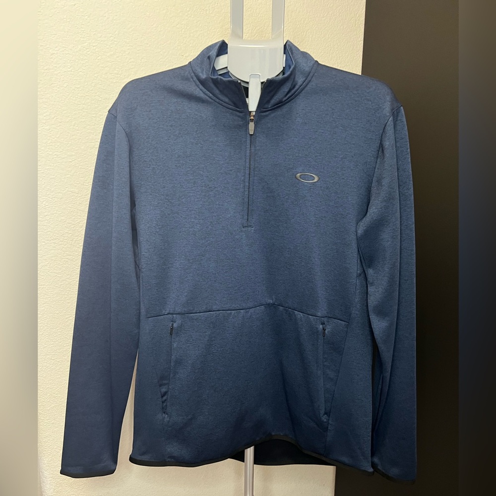 Oakley Men's Blue Black 1/4 Zip Golf Mock Neck Pullover Sz M Pre-Owned